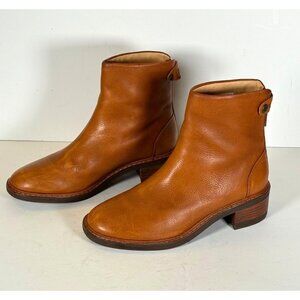 ROOTS Hillhurst Women's Brown Leather Ankle Boots Back Zip